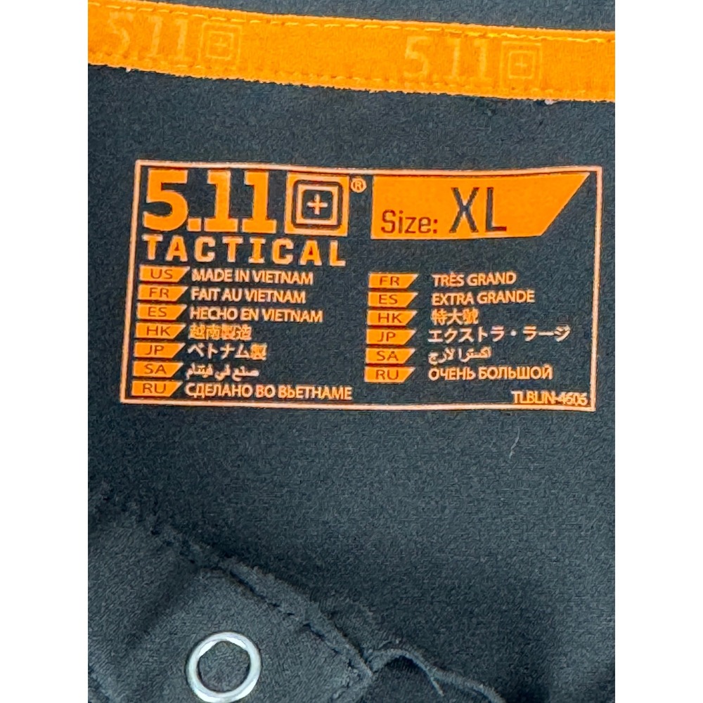 5.11 Tactical Mens XL Grey Black Colorblock Short Sleeve Snap Polo Shirt - Picture 6 of 11